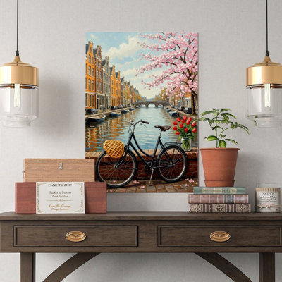 Canvas Wall Art Amsterdam Wall Art, Netherlands Canal Art Print-2 Vintage Poster Print Home Decor