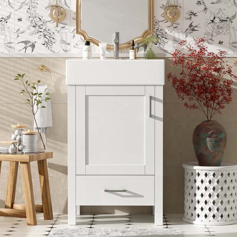 Bathroom Vanity with Ceramic Sink, White