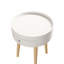 Table de chevet 18 po avec tiroir de rangement et pieds de chêne, table basse d'appoint pour chambre à coucher, salon, blanc