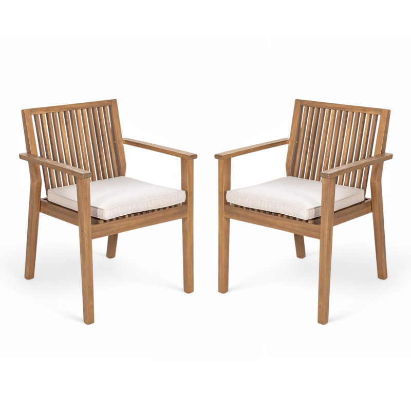 Outdoor Patio Acacia Wood Club Chair,Dining Chair, Brown