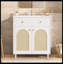Meuble-lavabo de 30 po avec lavabo en céramique, armoire à cadre en bois massif avec tablette réglable, tiroirs et panneaux avant en rotin-2075142488