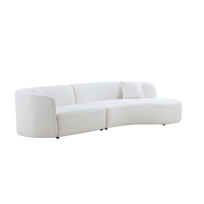 Modern Sofa Luxury Style Living Room Upholstery Curved Sofa with Chaise 2-Piece Set, Right Hand Facing Sectional, Boucle Couch,
