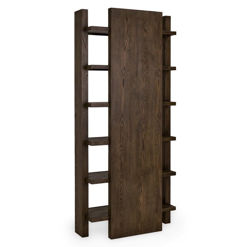 Doku Solid Wood Bookcase, Coffee Brown