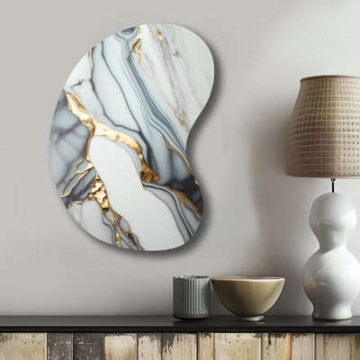 Bedale - Asymmetrical Abstract Marble Metal Wall Decor, Unique Shape Metal Wall Sculpture Print
