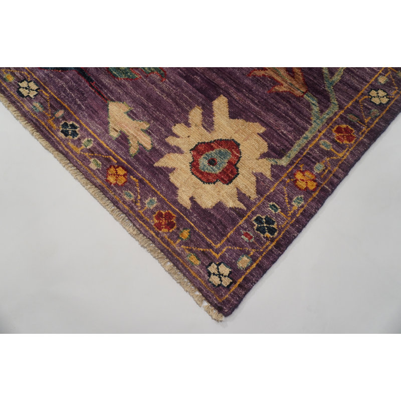 Aryana Hand Knotted Wool Oriental Area Rug in Purple