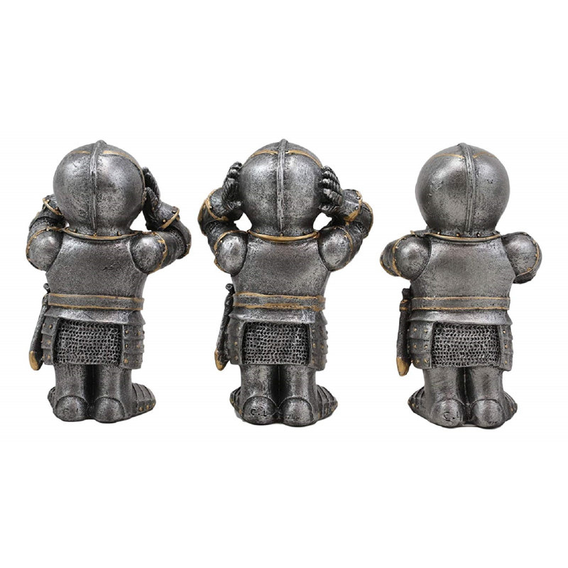 Ensemble de 3 figurines de la Renaissance médiévale See Hear Speak No Evil