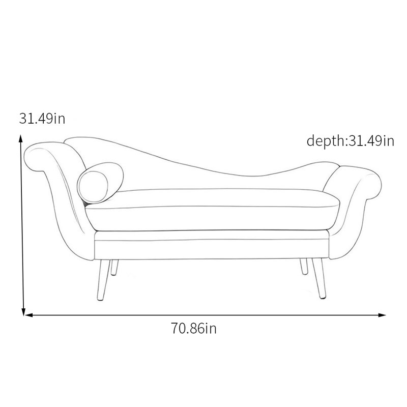 Chaise longue confortable avec structure en bois durable, Accoudoir à gauche (vu de face), Gingembre, Noir