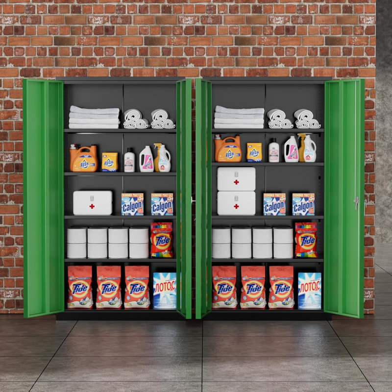 Achyut Garage Storage Cabinets ( 72'' H x 36'' W x 18'' D ), Metal Tool Cabinet with 4 Adjustable Shelves and Lockable doors