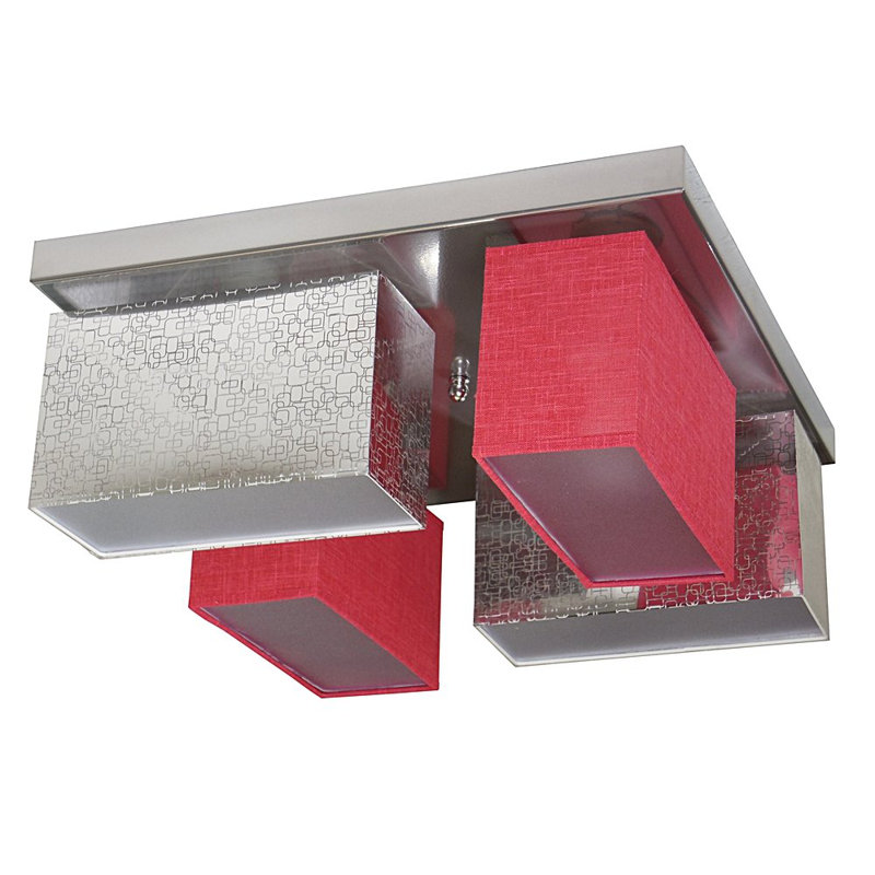 Partlow Fabric Semi Flush Mount, Silver/Red
