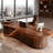 86.61"Retro Solid Ash Wood Executive Desk-399252418