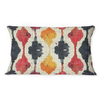 Coussin lombaire rétro rouge et noir géométrique