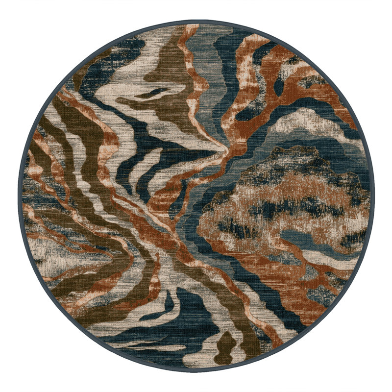 Tapis brun lavable à la machine, Rond 6 pi