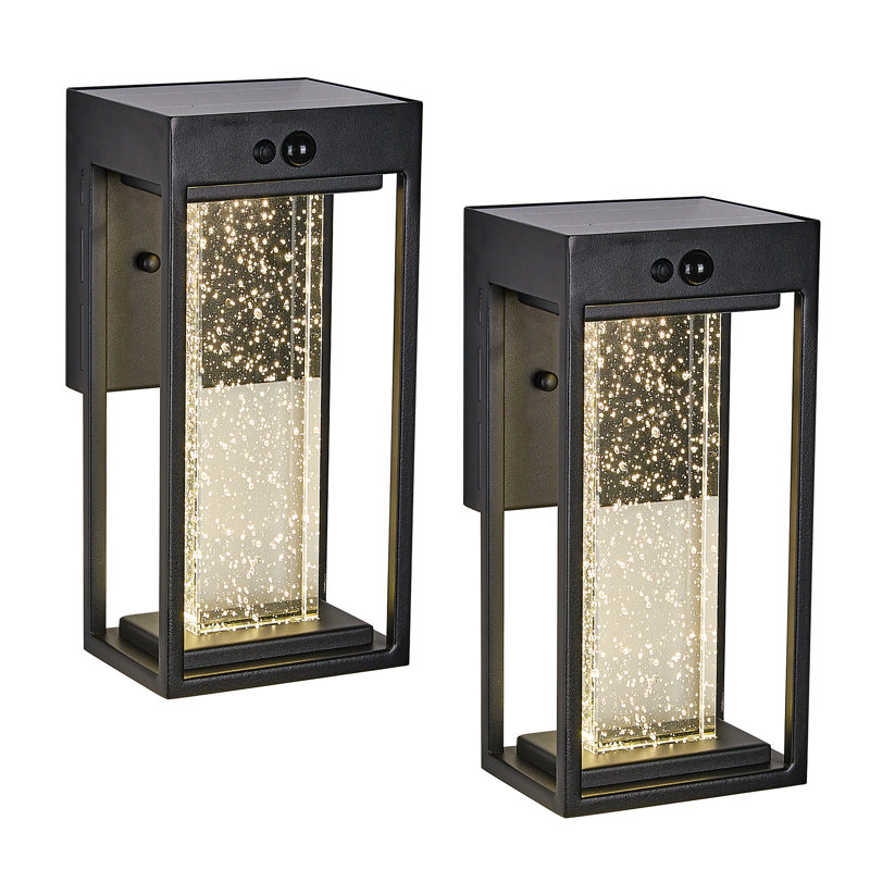 Solar-powered LED Outdoor wall lights with Motion Sensor, Black