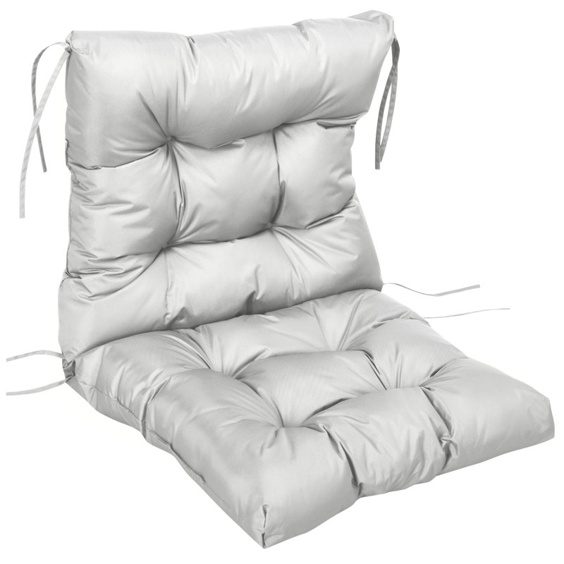Outsunny Garden Back Chair Cushion Comfortable with Backrest Light Grey