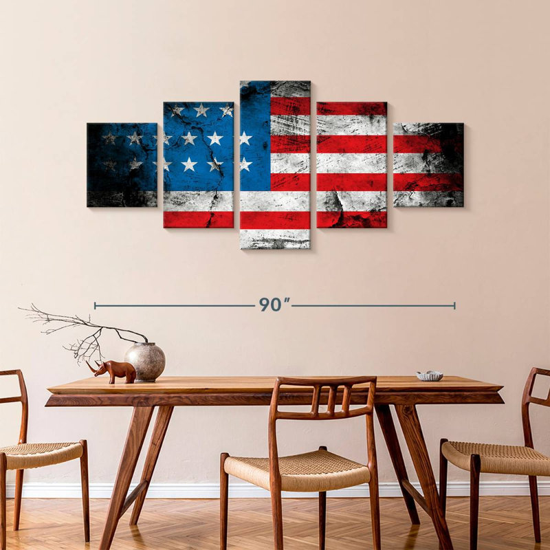 Drapeau américain grunge, H 42 po x l 92 po