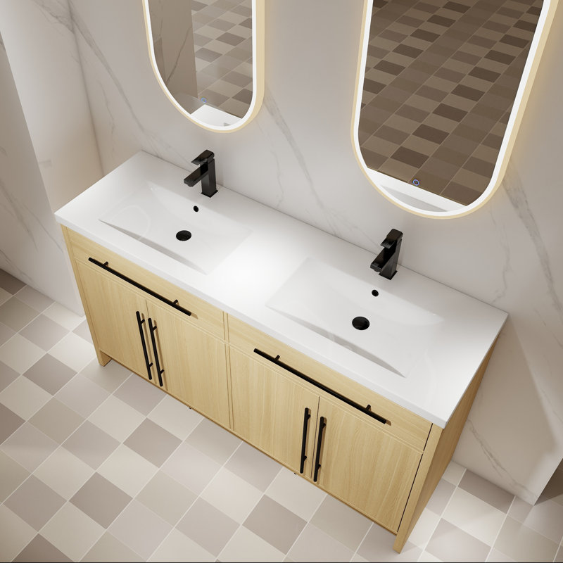 Meuble-lavabo sur pied 60 po avec lavabo en résine, 60"