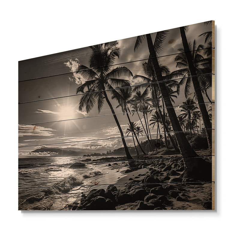 Hawaii Balck et ombres blanches d'Aloha II sur bois, H 30 po x l 40 po x P 0,78 po