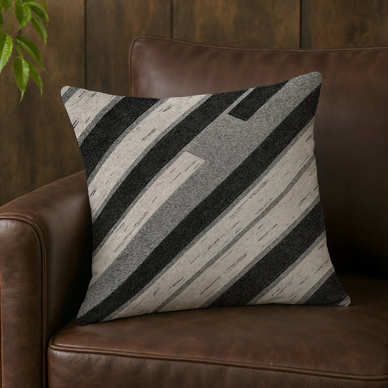 Coussin d'intérieur et d'extérieur, Carré 16 po, Granit gris clair rayé