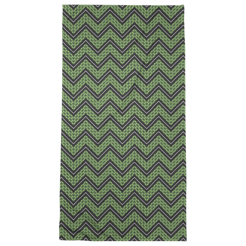 Serviette de plage à chevrons à la main classic Stephenie, Vert / Noir