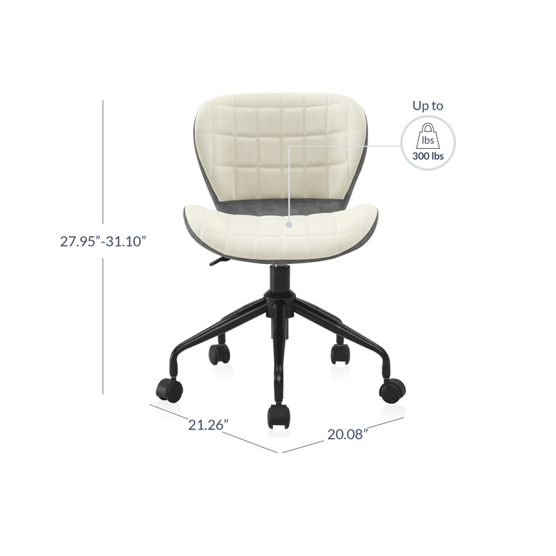 Chaise de travail ergonomique en lin 21,26 po Joaquina, Gris / Beige