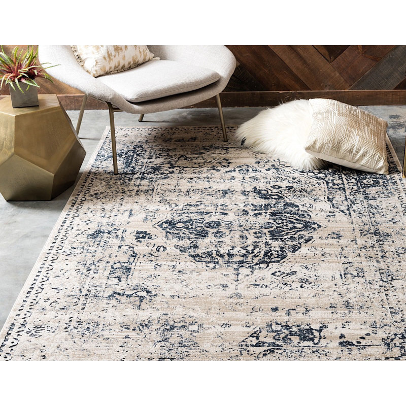 Tapis à motif oriental beige / gris Widener, Rectangle 6 pi x 9 pi