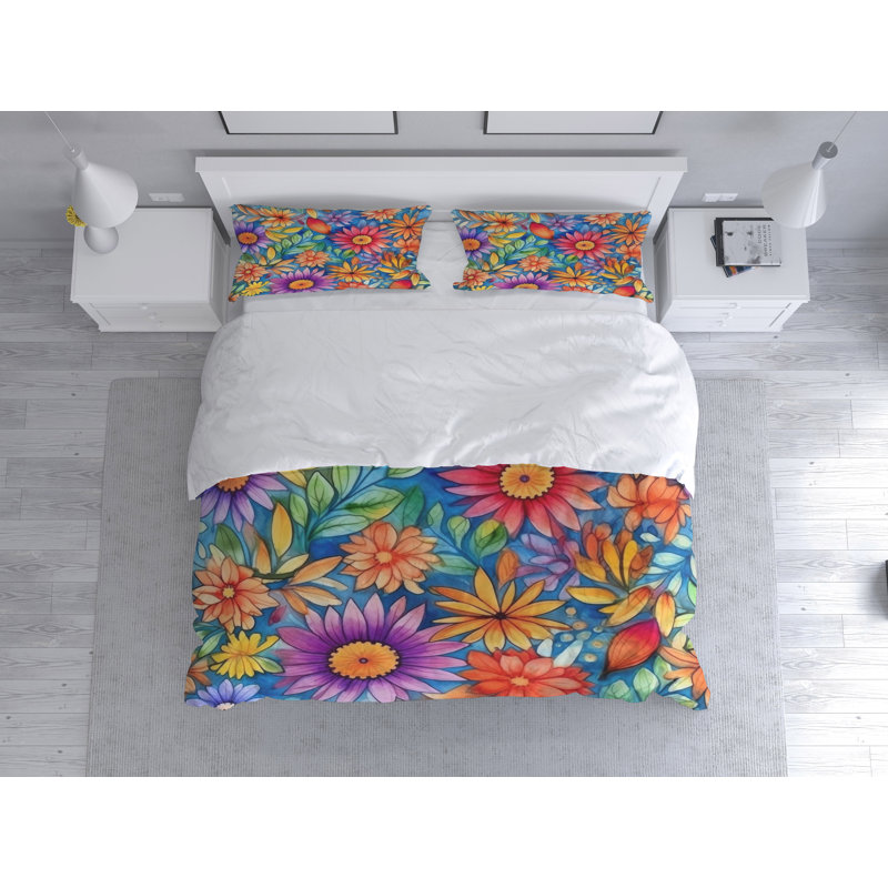 Floral Duvet Cover, Twin Duvet Cover + 1 Queen Sham