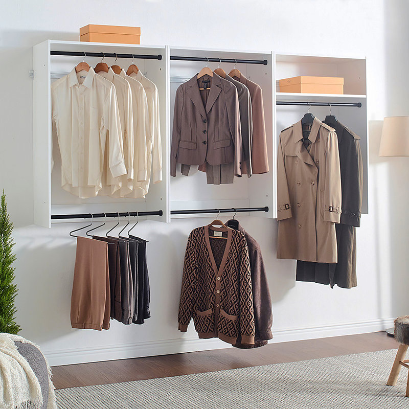 Devi Wall Mounted Wood Closet System, White