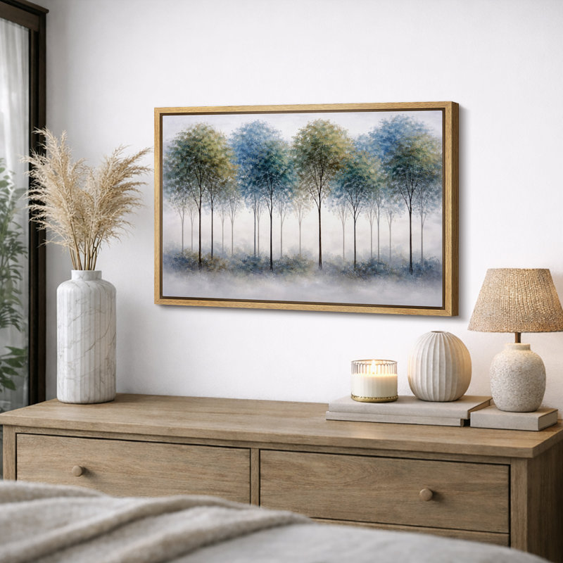 Misty Blue Tree Row, Cadre naturel, H 16 po x l 24 po x P 1,5 po