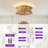 18" Boho Brown Rope Caged Flush Mount Ceiling Fan with Light and Remote, Low Profile Bladeless Chandelier Ceiling Fan