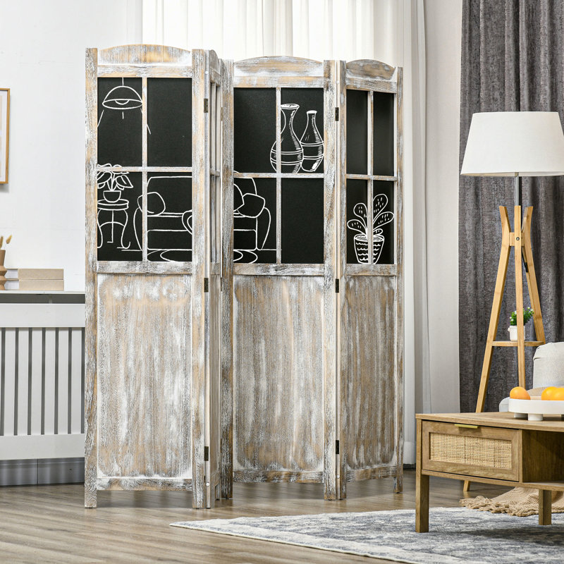 Cloison d'intimité à 4 panneaux, hauteur 5,6 pi avec planches noires, bois portable pour écrans de cloison de confort, bureau
