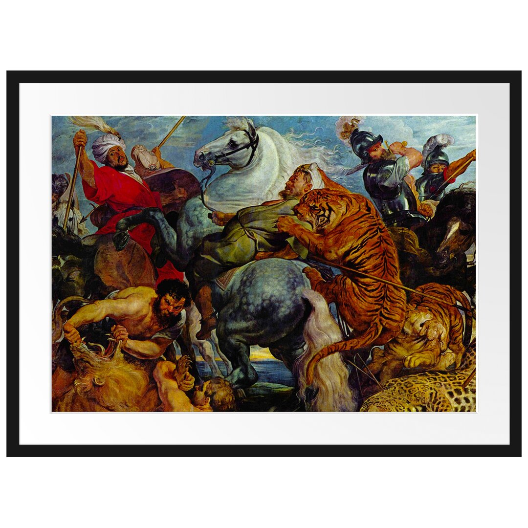 Gerahmter Kunstdruck Tiger and Lion Hunting von Peter Paul Rubens