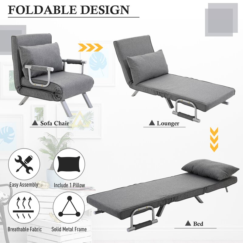 Ebern Designs Sehili Twin 25.5'' Upholstered Tight Back Futon Chair ...