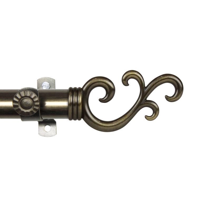 Ensemble de tringle à rideaux simple et quincaillerie pour fenêtre à 4 côtés Verlyn, Laiton antique