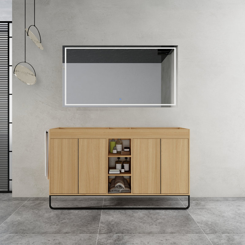 Armoire de salle de bain autoportante Kittama 60 po avec portes à fermeture douce (meuble-lavabo seulement, lavabo non inclus)