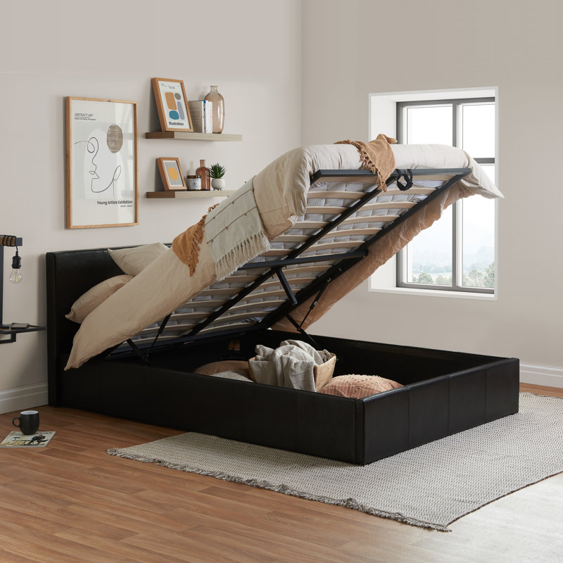 Beckey Upholstered Ottoman Bed, Brown, Small Double (4')