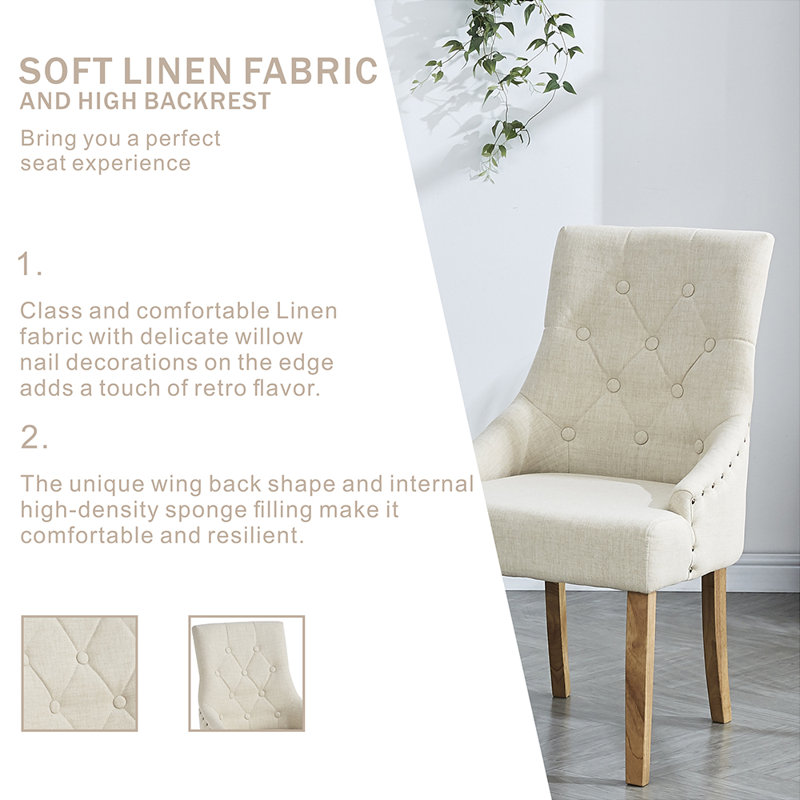 18.5cm H Upholstered Armchair, Beige, Natural