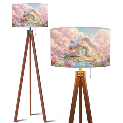  Lampe trépied sur pied fantaisiste Fairy Tale Cottage à décor floral Sky Sky