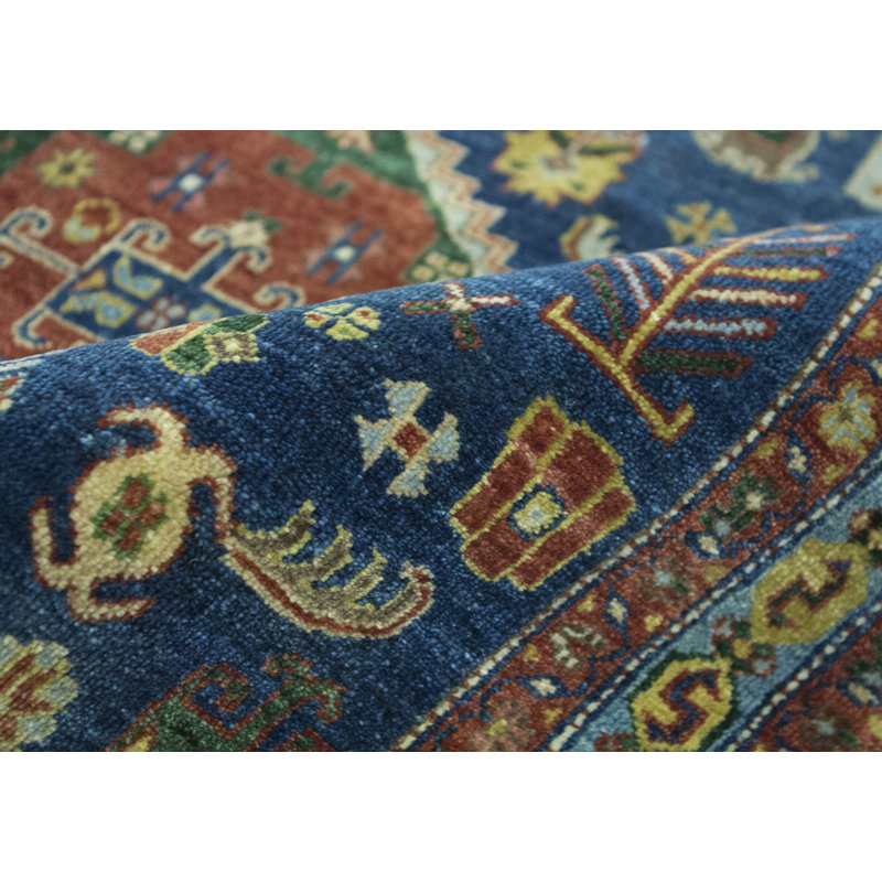 Hand-Knotted High-Quality Blue and Light Blue Runner