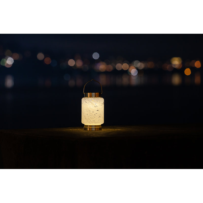 7.8'' White Glass Solar LED Outdoor Lantern