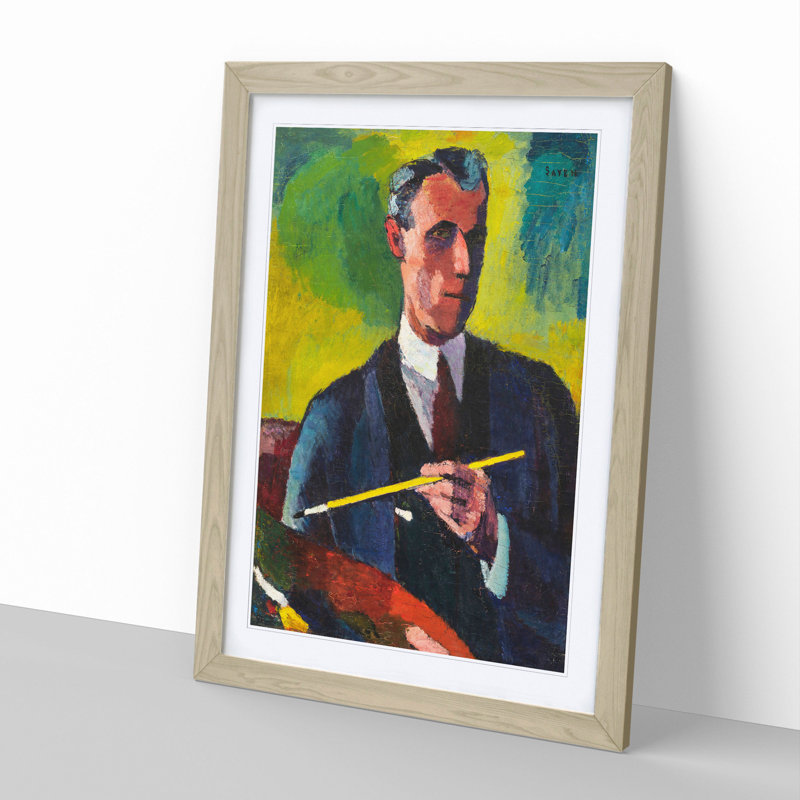 Self-Portrait by Henry Lyman Sayen - Picture Frame Painting, Oak Framed, 65cm H x 48cm W x 2cm D