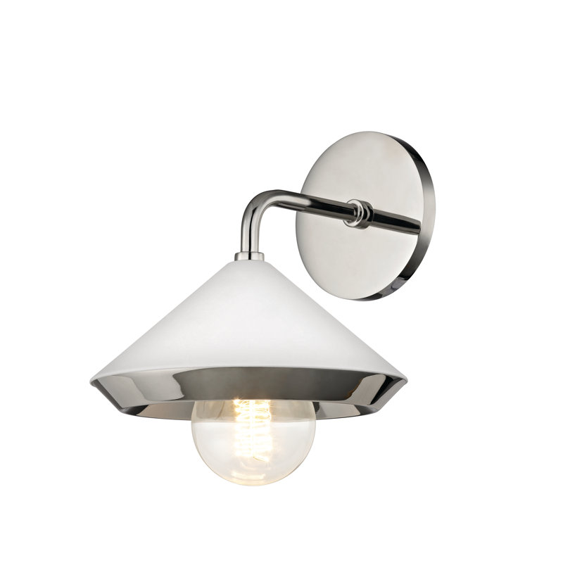 Marnie 1 Light Wall Sconce, White, Polished Nickel