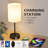 14.6'' Black Moden Bedside Table Lamp with Charging Ports & Pull Chain 