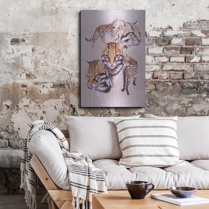 Bungalow Rose «Ocelot» par Barbara Keith, art mural en métal, 16 po x 24 po, H 36 po x l 24 po