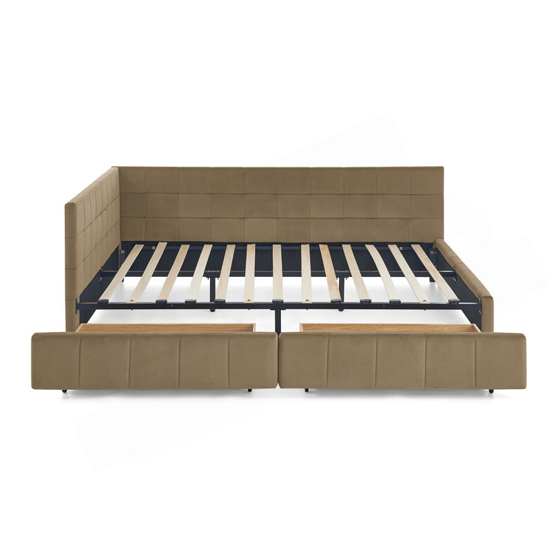 Structure de lit tapissier pour grand lit, Grand lit, Brun