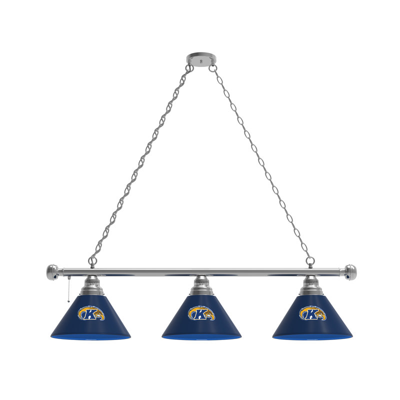 3 - Light Pool Table Lights Pendant, Chrome, Kent State Golden Flashes