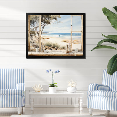 «Beachside Cottage Charm I - Coastal Windows», art mural