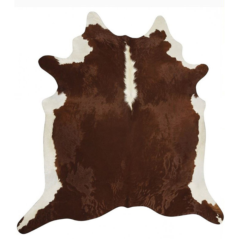 Tapis brun en cuir de vache 6 pi x 7 pi Bernao