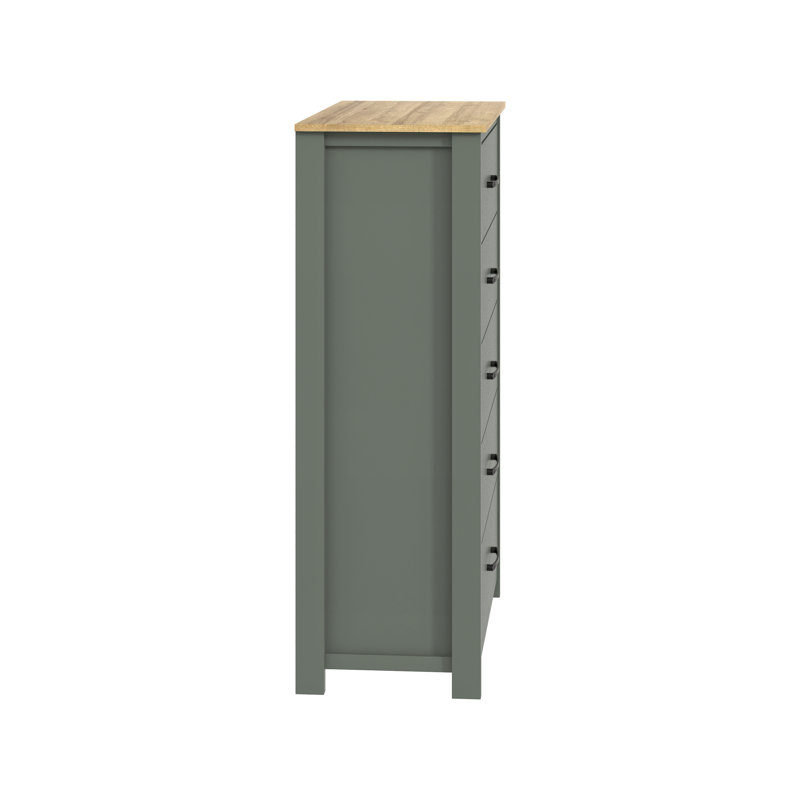 Commode 5 tiroirs Allysyn, Vert
