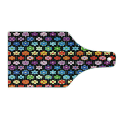 Ambesonne Flower Tempered Glass Cutting Board Colorful Daisy Blooms Multicolor
