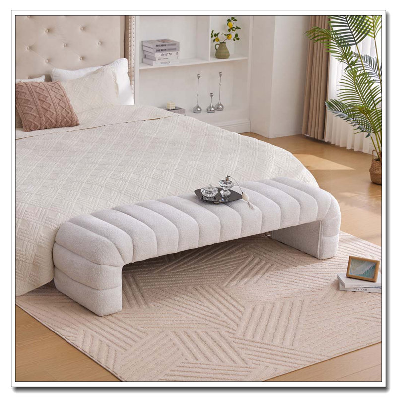 Banc rembourré en chenille, Ivoire ivoire